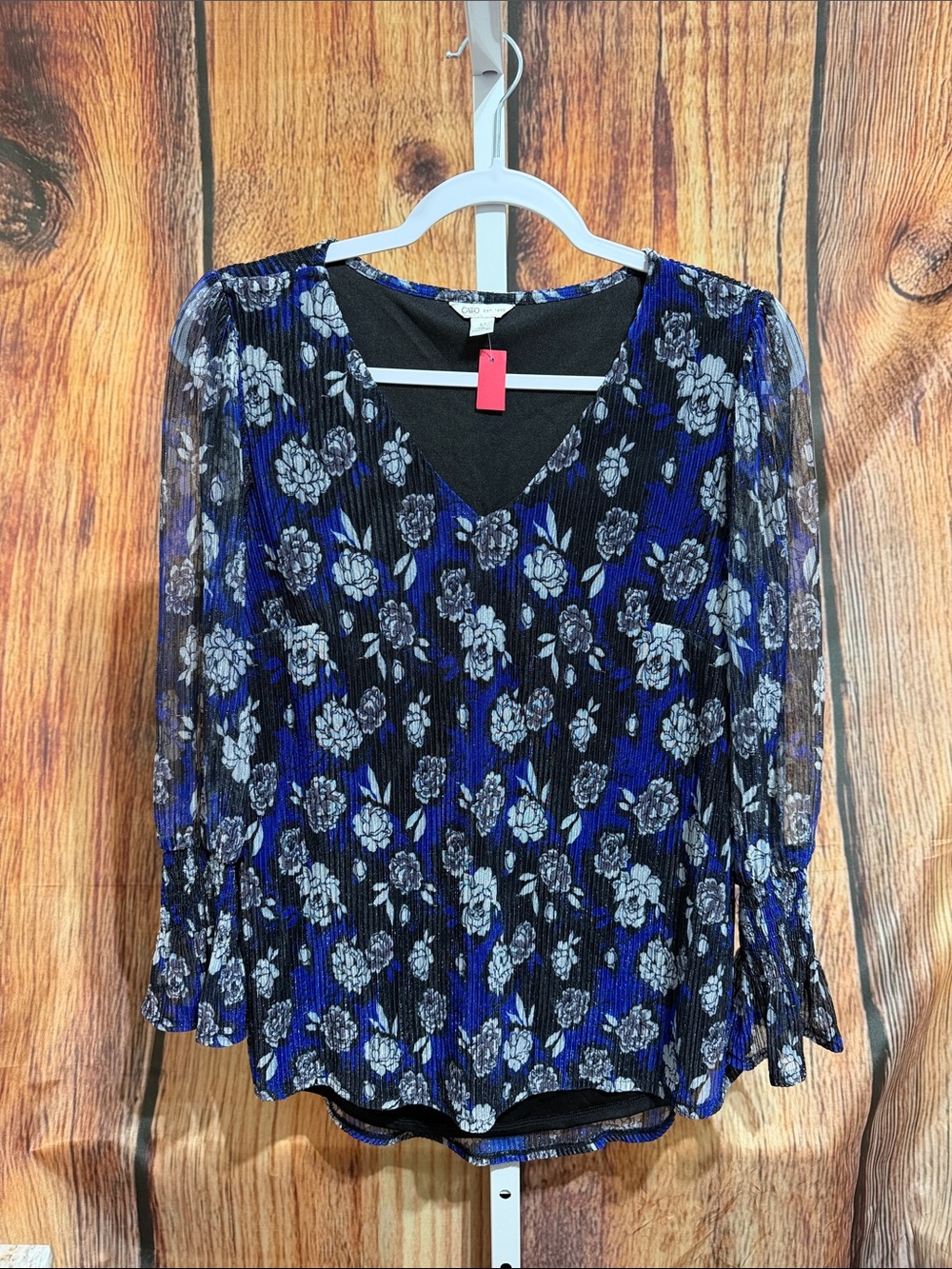 Cato Sheer Long Bell Sleeve Blouse Size M